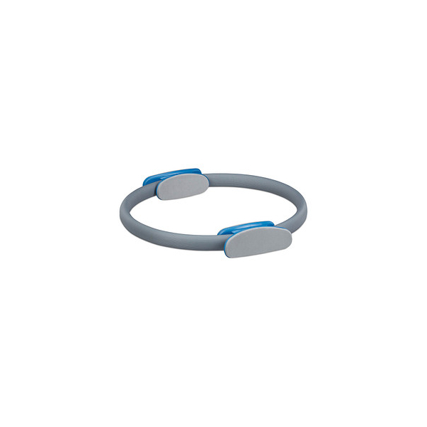 4052025337575 - Pilates Ring mit Übungen ø 38 cm Doppelgriff gepolstert Widerstandsring Yoga Fitness Fiberglas grau - Relaxdays