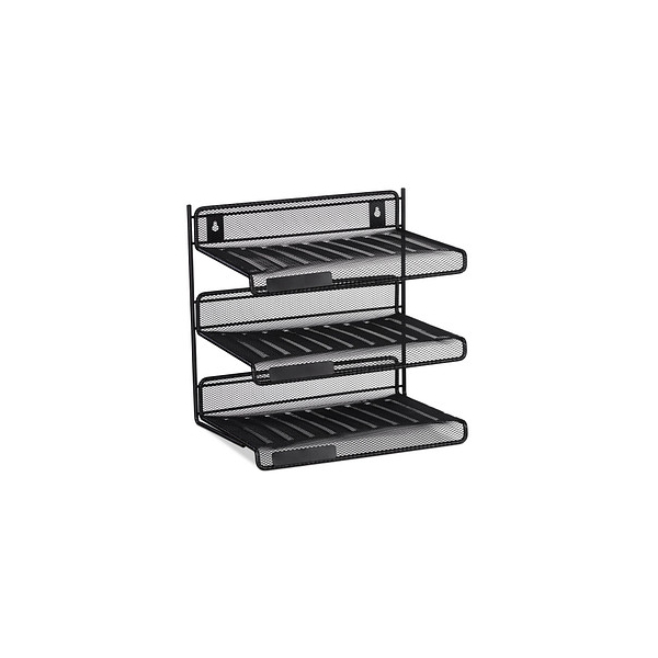 4052025915544 - Briefablage Metall 3 Fächer zum Beschriften A4 Büro & Arbeitszimmer Wandmontage hbt 32x33x25 cm schwarz - Relaxdays