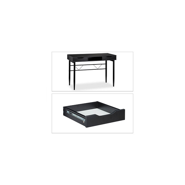 4052025932862 - Schreibtisch mit Schubladen und Ablage modern Metallgestell Büroschreibtisch hbt 77 x 110 x 55 cm schwarz - Relaxdays