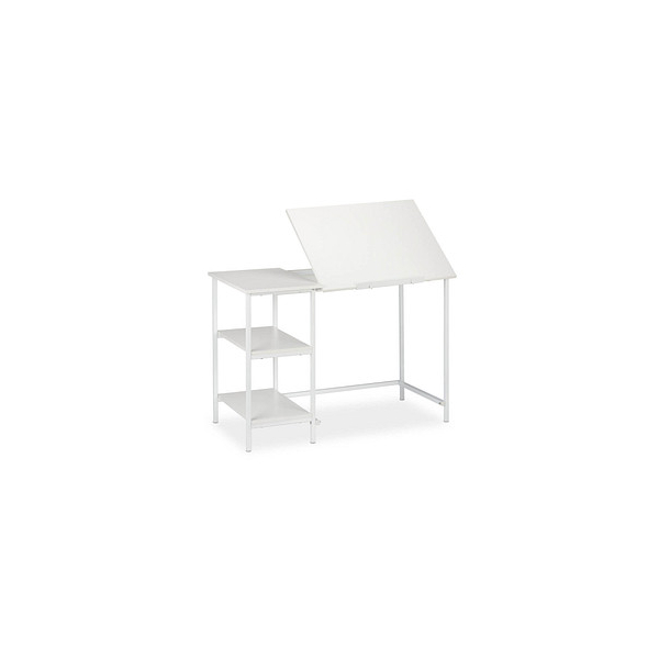 4052025933050 - Schreibtisch neigbar 3 Ablagen mehrere Winkel Computer- & Arbeitstisch HxBxT 75 x 110 x 55 cm Weiß - Relaxdays