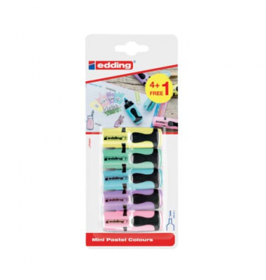 Textmarker 7 mini pastell, 7-5-S1099, Etui, 5-farbig sortiert, 1-3mm Keilspitze