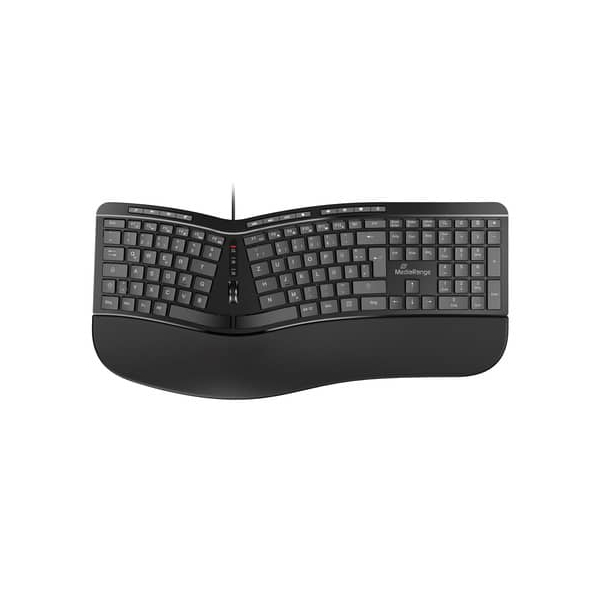 4260664872795 - 0 MediaRange ergonomische Tastatur kabelgebunden MROS120 schwarz