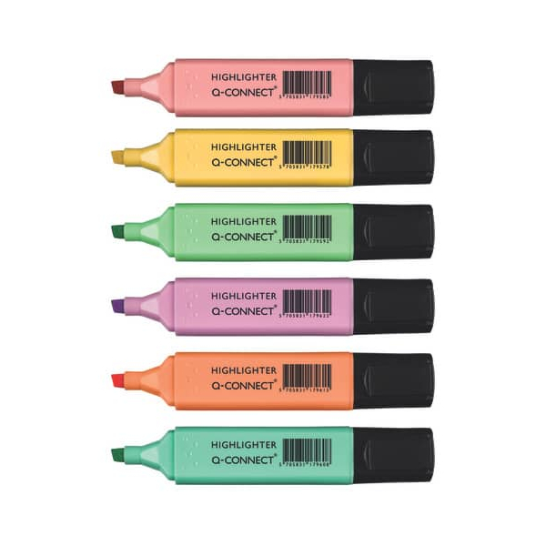 5706002179632 - Textmarker TM Pastell KF17963 Etui 6-farbig sortiert 2-5mm Keilspitze 5706002179632 Q-CONNECT 6 Stück