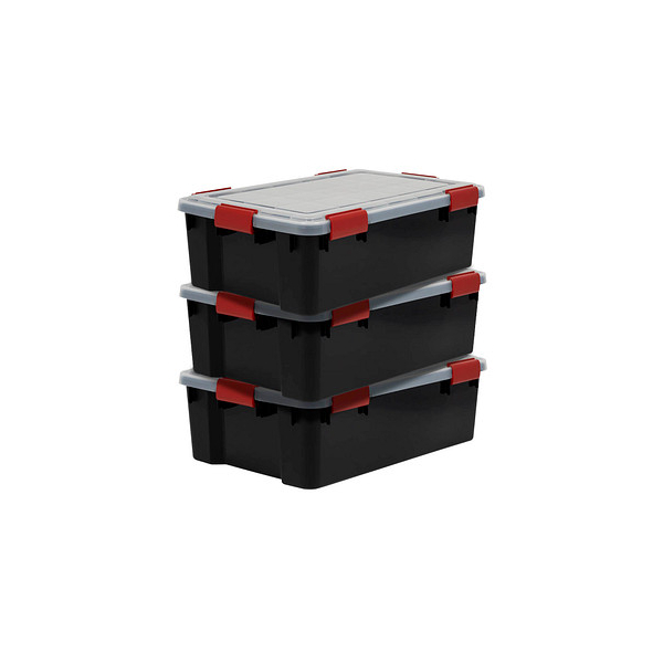 7091033236972 - 3 AT-LS BkR C DRed Aufbewahrungsboxen 3x 300 l schwarz transparent rot 290 x 390 x 191 cm