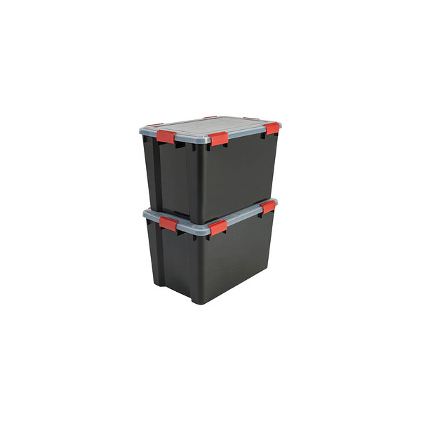 7091037997145 - 2 AT-LD BkR C DRed Aufbewahrungsboxen 2x 700 l schwarz transparent rot 290 x 590 x 380 cm