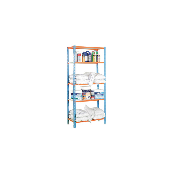 8435104912805 - Simonrack Schwerlastregal KIT MADERCLICK PLUS 5 400 + Gratis Deutschland-Schal 458100025201045 orange blau 1000 x 400 x 2000 cm