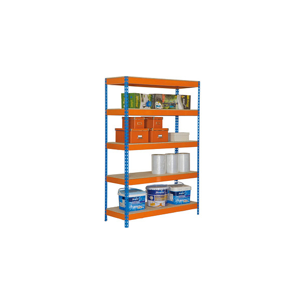 8435104938584 - Simonrack Schwerlastregal KIT BRICOFORTE 1204-5 CHIPBOARD + Gratis Deutschland-Schal 458100040201245 orange blau 1200 x 450 x 2000 cm