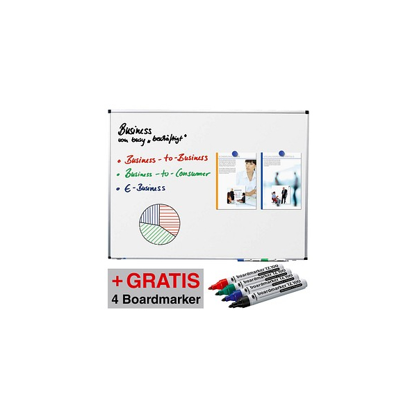 8713797047142 - Whiteboard PREMIUM 1200 x 900 cm weiß spezialbeschichteter Stahl + GRATIS 4 Boardmarker TZ 100 farbsortier 8713797047142 Legam