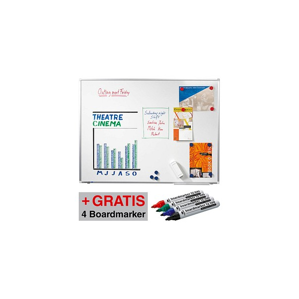 8713797047197 - Whiteboard PREMIUM PLUS 900 x 600 cm weiß emaillierter Stahl + GRATIS 4 Boardmarker TZ 100 farbsortiert 8713797047197 Legamast