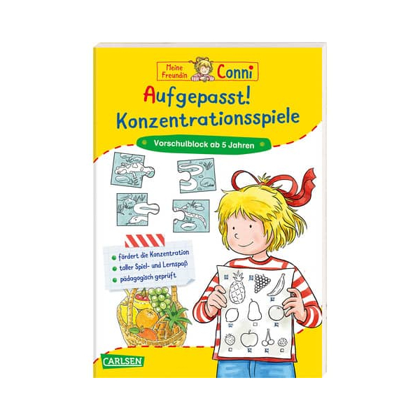 9783551182708 - Hanna Sörensen - GEBRAUCHT Conni Gelbe Reihe Aufgepasst! Konzentrationsspiele Vorschulblock ab 5 Jahren - Preis vom 04112023 060105 h