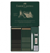 FABER-CASTELL Pitt Graphite Matt Bleistift-Set HB-14B, B-8B schwarz/grün mit Radierer 1 St.