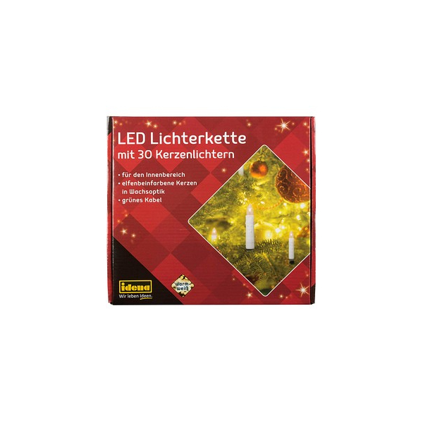 4002372381929 - Lichterkette 38192 Weihnachtskerzen 30 LEDs Länge 16m 4002372381929 Idena