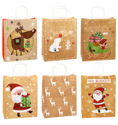 Geschenktasche 88316-SG Weihnachten Serie 1.6, Weihnachten, Papierkordel, 6 Motive sortiert, 3xRentier,2x Weihnachtsmann,1x Eisb