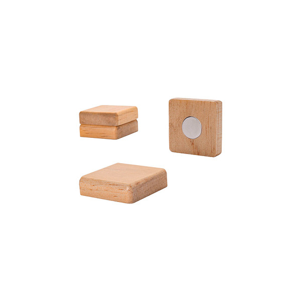 4004360802485 - Holz-Magnet quadratisch Pinienholz Neodym 33x33x9mm VE=4 Stück