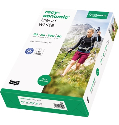 Recyclingpapier Trend White 2100011083 A4 80g weiß 80er Weiße 2-fach-Lochung 