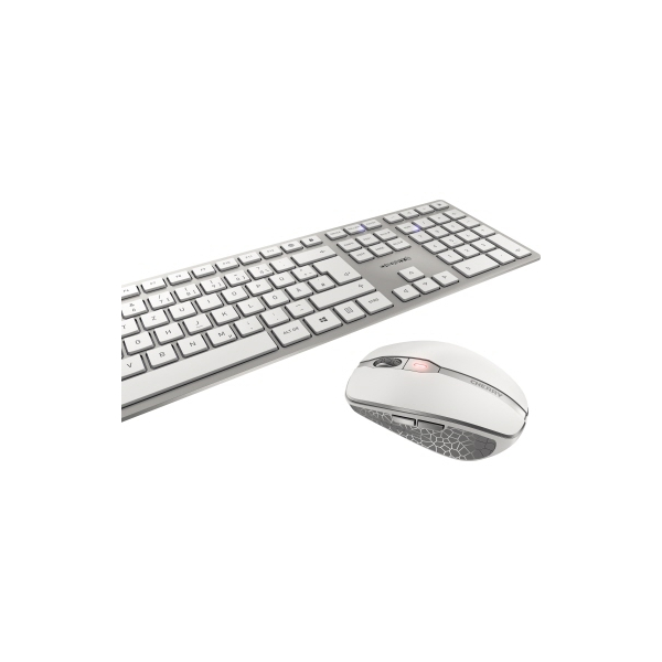 4025112095344 - Funktastatur mit Maus Cherry DW 9100 SLIM QWERTZ USB Bluetooth wiederaufladbar Maus mit 6 Tasten bis 2400 dpi bis 10 m silber-weiß