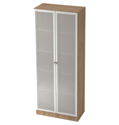 Glastürenschrank Solid V6100GWSSG 80x42x200,4cm nußbaum