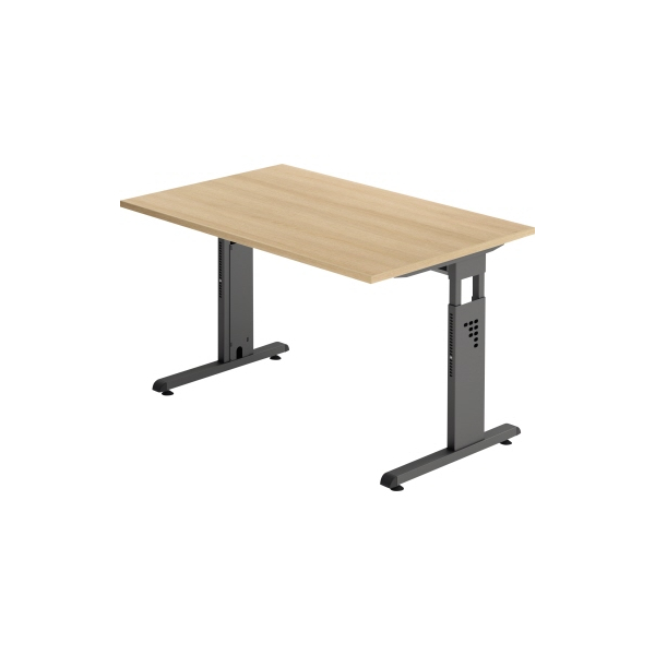 4032062190227 - Schreibtisch O-Serie VOS12 E G manuell höhenverstellbar 65-85cm (H) 120x80cm (BxT) rechteckig eiche   graphit 4032062190227