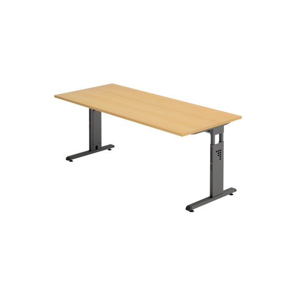 4032062190371 - Schreibtisch O-Serie VOS19 6 G manuell höhenverstellbar 65-85cm (H) 180x80cm (BxT) rechteckig buche   graphit 4032062190371