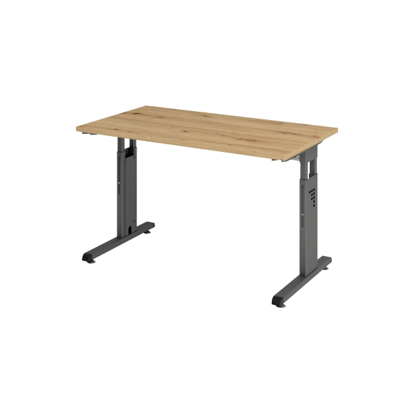 4032062190630 - Schreibtisch O-Serie mini VOS612 R G manuell höhenverstellbar 65-85cm (H) 120x672cm (BxT) rechteckig eiche   graphit 403206