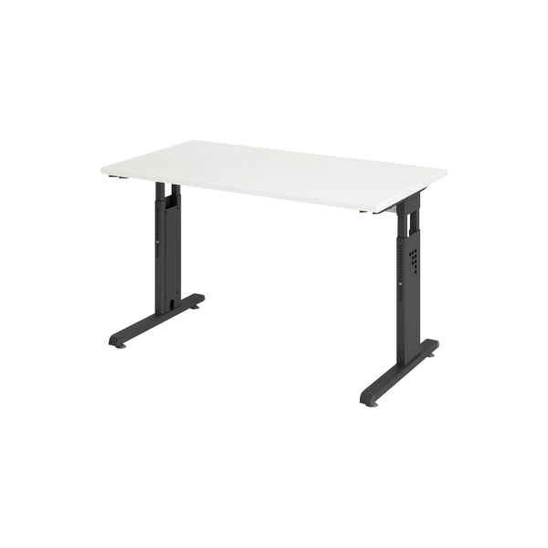 4032062190647 - Schreibtisch O-Serie mini VOS612 W G manuell höhenverstellbar 65-85cm (H) 120x672cm (BxT) rechteckig weiß   graphit 4032062