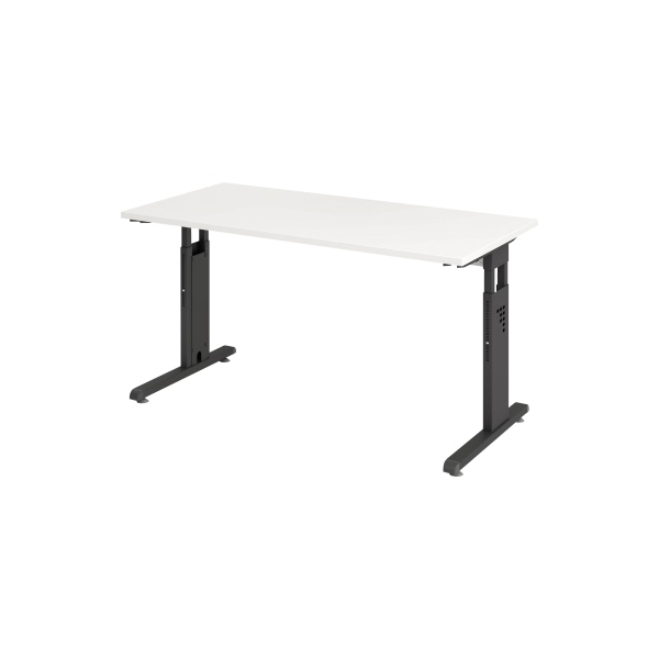 4032062190661 - Schreibtisch O-Serie mini VOS614 W G manuell höhenverstellbar 65-85cm (H) 140x672cm (BxT) rechteckig weiß   graphit 4032062