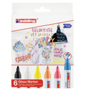  Glasboardmarker-Set 95, 4-95-6, Etui, 6-farbig sortiert, 1,5-3mm Rundspitze