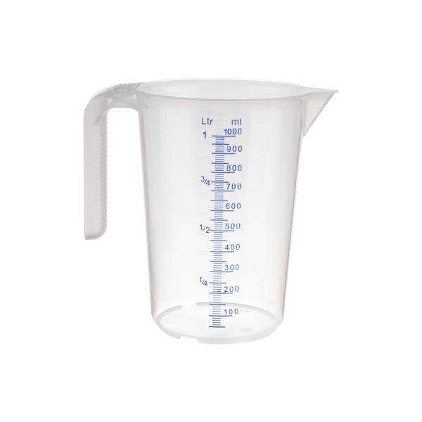 4004133300620 - APS Messbecher transparent offener Griff Litermaß aus PP und mit geprägter Maßskalierung Maße (Ø x H) 12 x 165 cm 1 Liter