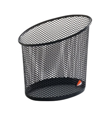 Stifteköcher Mesh, Stahl, Ellipse, 103 x 73 x 120 mm, 1 Fach, schwarz