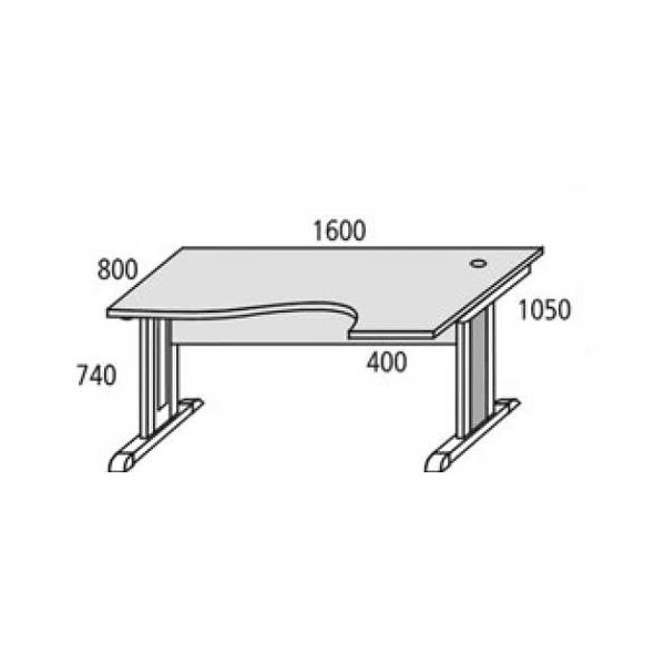 4251635617699 - Schreibtisch 212804 74cm (H) 1600mmx1050mm (BxT) Freiform ahorn   Alusilber RAL 9006 4251635617699 DESKIN