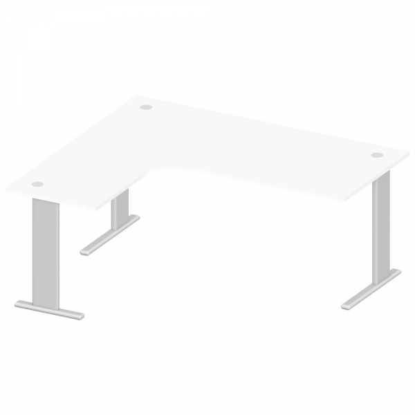 4251635622846 - Schreibtisch 259665 74cm (H) L-Form weiß   Alusilber RAL 9006 4251635622846 DESKIN