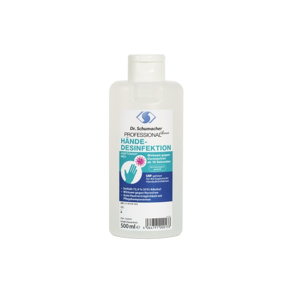 4064791000133 - Dr Schumacher PROFESSIONAL@home ASPETOMAN® med Händedesinfektion Hygienisches Händedesinfektionsmittel mit breitem Wirkspektrum 500 ml - Spenderflasche