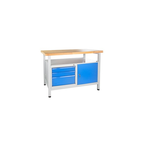 4050049419284 - Werkbank lichtgrau blau 3 Schubladen 1200 x 600 x 840 cm 4050049419284 ADB