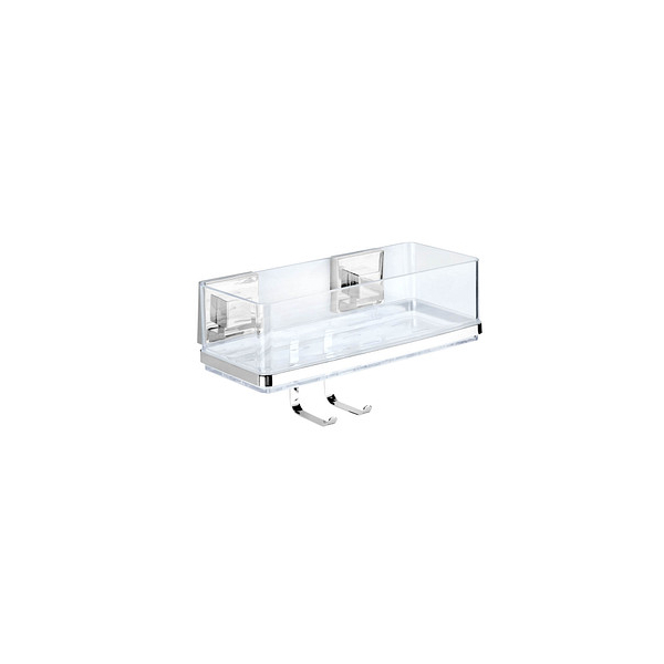 4008838218754 - Duschablage WENKO Vacuum-Loc Quadro Regale Gr B H T 14 cm x 15 cm x 255 cm silberfarben (glänzend loc chrom ablage transparent) Duschzubehör Regale 1 Etage