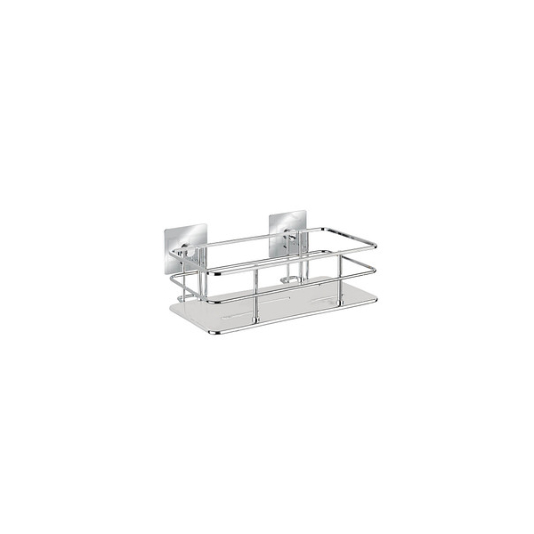 4008838269350 - WENKO Duschablage Turbo-Loc Quadro Regale 1 Ablage Gr B H T 145 cm x 10 cm x 24 cm silberfarben (platte draht chrom adapter knauf boden chrom) Duschablage Duschzubehör Regale