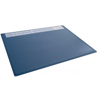 Schreibunterlage 650 x 500 mm, dunkel- blau, PP, mit transparenter Folienauf-