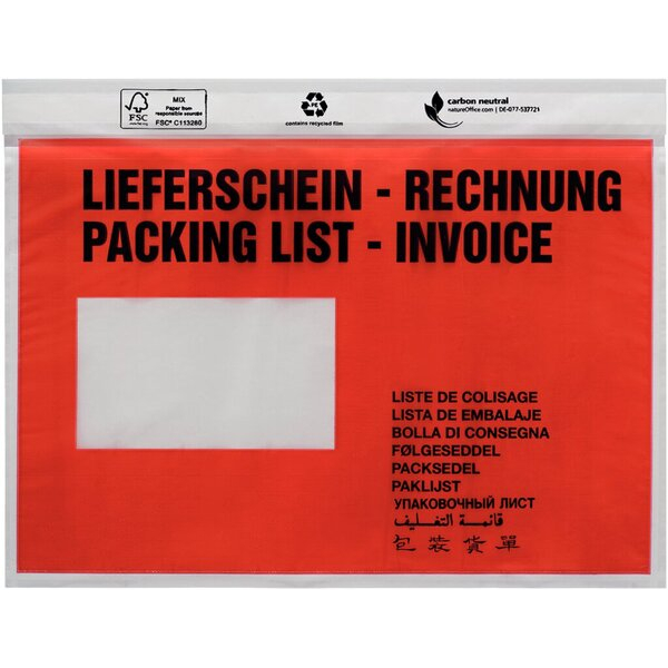 4016737000622 - UNIPACK Begleitpapiertasche C5 mit Druck LieferscheinRechnun