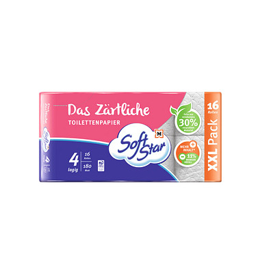 Toilettenpapier Das Zärtliche 2693077, 4-lagig, weiß, 180 Blatt,