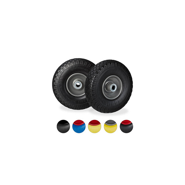 4052025932497 - 2x Sackkarrenrad pannensichere Vollgummireifen 300-4 Stahlfelge 20mm Achse 100kg 260x85mm schwarz-grau - Relaxdays