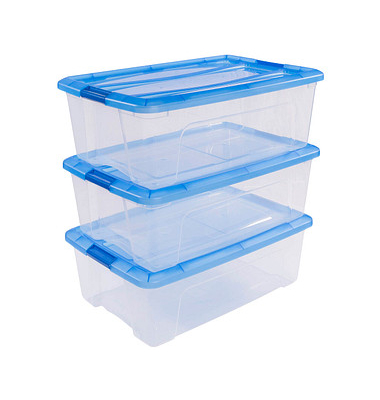 Aufbewahrungsbox Clear NTB 6295, außen 39,5x57,5x29,5cm, Polypropylen transparent/blau