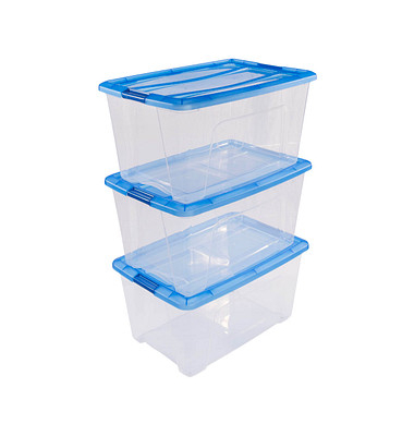 Aufbewahrungsbox Clear NTB 6297, außen 39,5x57,5x40cm, Polypropylen transparent/blau