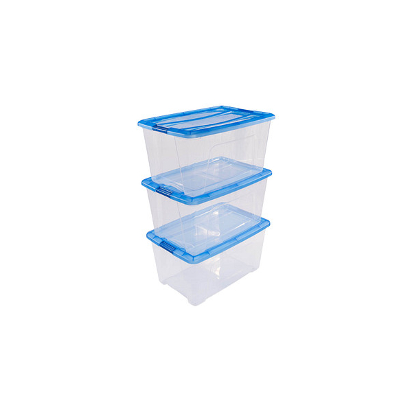 4049699598159 - 3 Clear NTB Aufbewahrungsboxen 3x 450 l transparent blau 395 x 575 x 400 cm