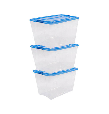 Aufbewahrungsbox Clear NTB 6299, außen 39,5x57,5x52,5cm, Polypropylen transparent/blau