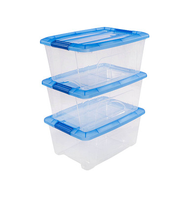 Aufbewahrungsbox Clear NTB 6293, außen 29x39,5x26cm, Polypropylen transparent/blau