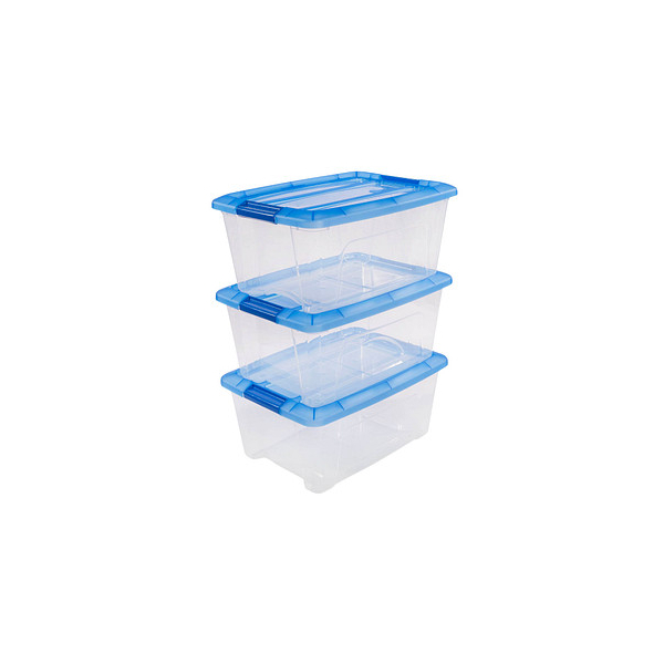 4333643922764 - 3 Clear NTB Aufbewahrungsboxen 3x 150 l transparent blau 290 x 395 x 260 cm