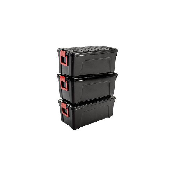 4049699598401 - 3 Multi Aufbewahrungsboxen 3x 750 l schwarz rot 395 x 780 x 560 cm