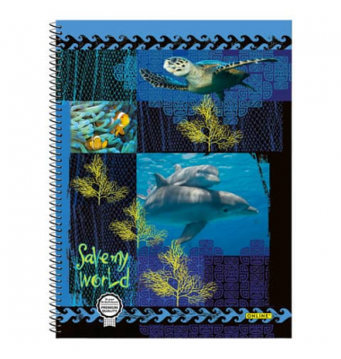 Collegeblock 07910/9 Save My World, Ozean, kariert / kariert, A4, 90g, blau, 80 Blatt