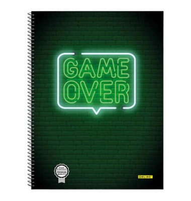 Collegeblock 07922/9 Game Over, Game over, kariert / kariert, A4, 90g, grün, 80 Blatt