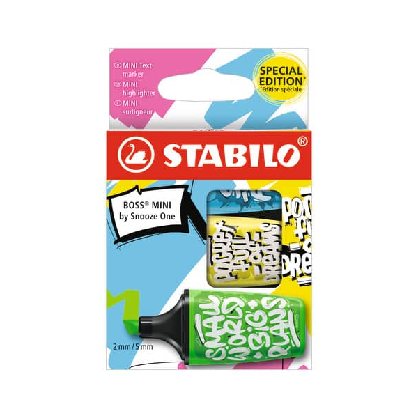 4006381592215 - Textmarker STABILO BOSS MINI by Snooze One 07 03-61 Etui farbig sortiert 2-5mm Keilspitze 4006381592215 Stabilo