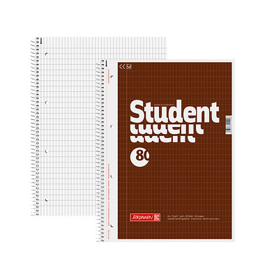 Collegeblock 10-67943 Student, Lineatur 23 / rautiert mit Rand innen, A4, 70g, braun, 80 Blatt